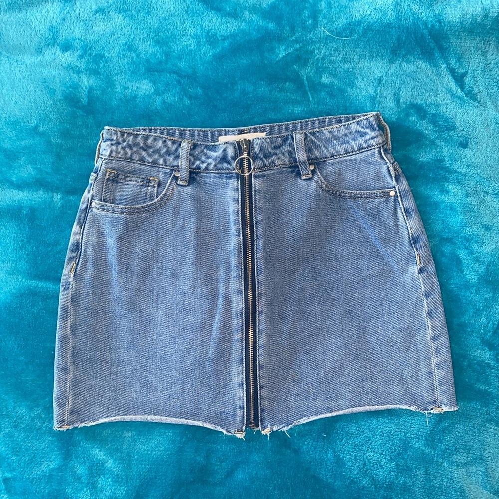 Demin zipper miniskirt